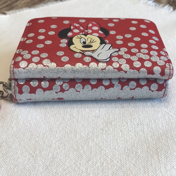 Disney Parks Minnie Mouse wallet coin purse with bow zipper pull EUC - Picture 6 of 9
